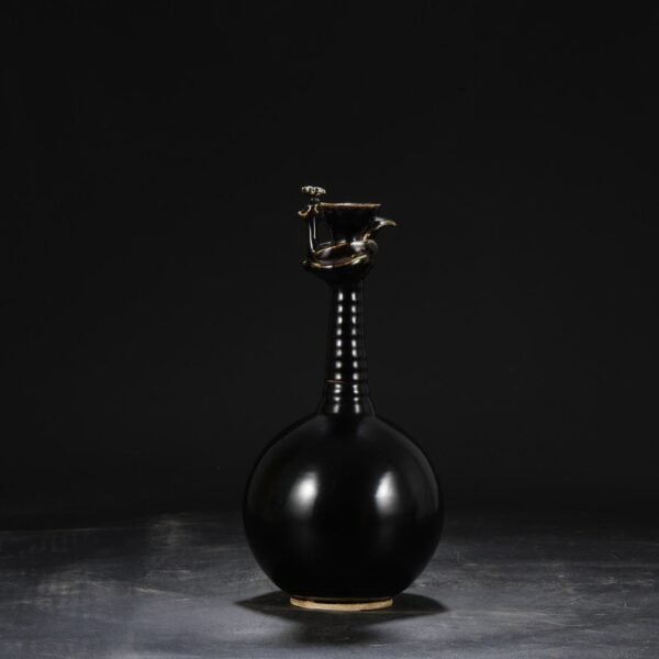 Old collection of Northern Song Dynasty Ding kiln black glaze imperial phoenix head vase - Image 5