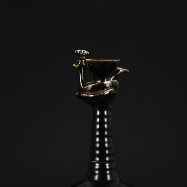 Old collection of Northern Song Dynasty Ding kiln black glaze imperial phoenix head vase - Image 9