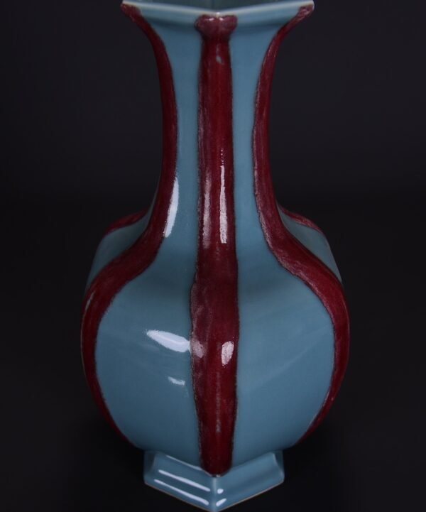 Old collection of Qing Qianlong kiln-changed glaze hexagonal bottle - Image 7