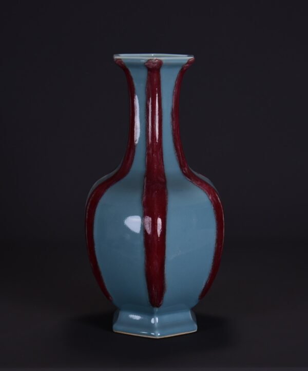 Old collection of Qing Qianlong kiln-changed glaze hexagonal bottle - Image 5