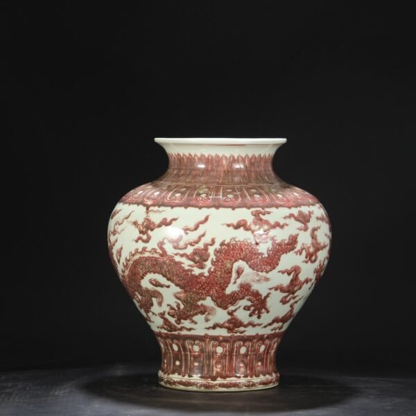 Old collection of Ming Dynasty Xuande underglaze red cloud dragon pattern large jar - Image 6