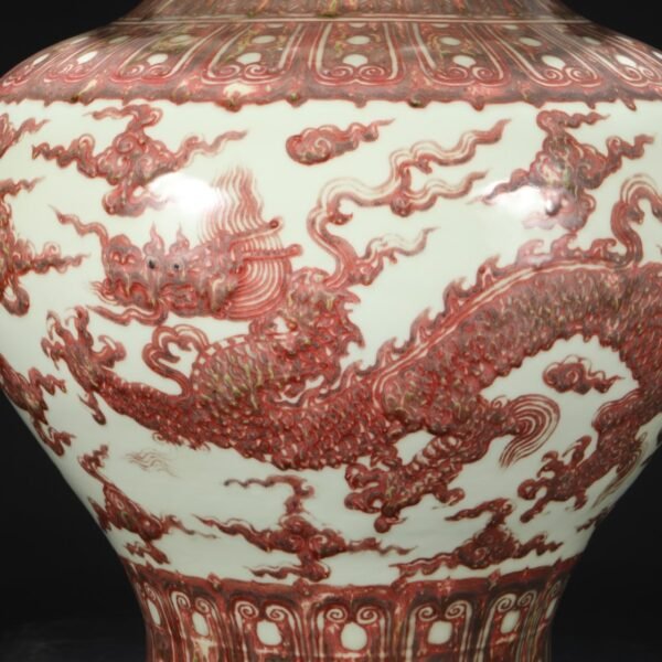Old collection of Ming Dynasty Xuande underglaze red cloud dragon pattern large jar - Image 7