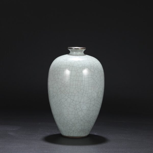 Old Southern Song Dynasty official kiln green glaze silver mouth large plum vase "Jianfu Palace" - Image 3