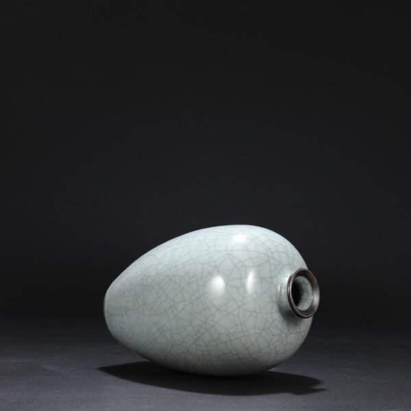 Old Southern Song Dynasty official kiln green glaze silver mouth large plum vase "Jianfu Palace" - Image 7