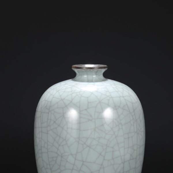 Old Southern Song Dynasty official kiln green glaze silver mouth large plum vase "Jianfu Palace" - Image 8