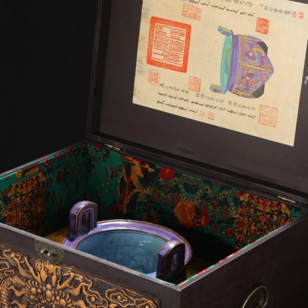 Old Collection Northern Song Dynasty Jun Kiln Purple-Red Spot Palace Sacrifice Ritual Utensil Ding-shaped Furnace "Shoucheng Hall" - Image 5