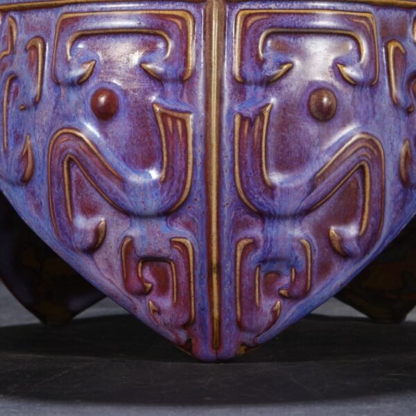 Old Collection Northern Song Dynasty Jun Kiln Purple-Red Spot Palace Sacrifice Ritual Utensil Ding-shaped Furnace "Shoucheng Hall" - Image 8