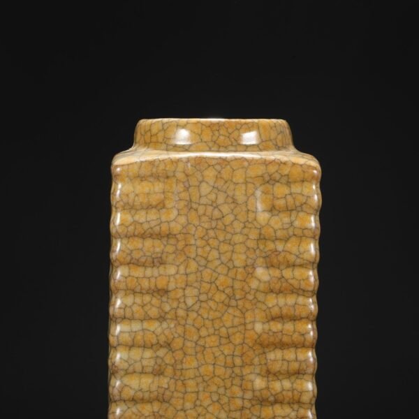 Beige glaze imperial imperial vase from the Northern Song Dynasty, old collection, Cong-style vase, "Inscribed by Emperor Qianlong" - Image 6