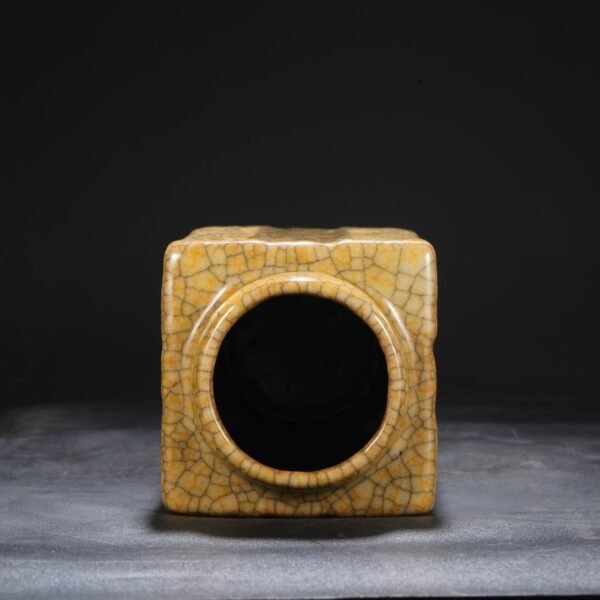 Beige glaze imperial imperial vase from the Northern Song Dynasty, old collection, Cong-style vase, "Inscribed by Emperor Qianlong" - Image 7