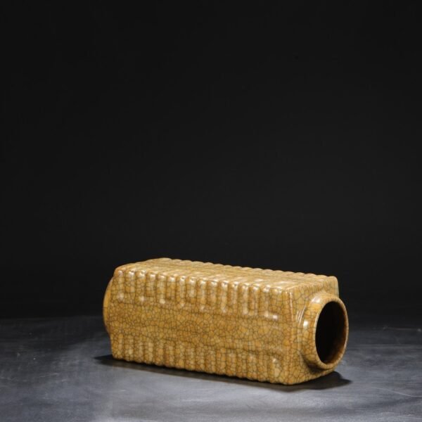 Beige glaze imperial imperial vase from the Northern Song Dynasty, old collection, Cong-style vase, "Inscribed by Emperor Qianlong" - Image 9