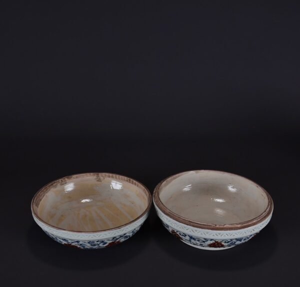 old collection of Ming Xuande blue and white underglaze red carved dragon and phoenix pattern lid - Image 2