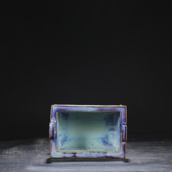 A Northern Song Dynasty Jun kiln grape purple palace sacrificial ritual vessel. Square tripod furnace with "Qianlong imperial title" - Image 5