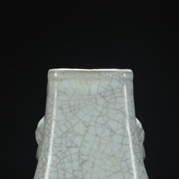 Old collection of Southern Song Dynasty official kiln green glaze animal ear square bottle "Yujinyuan" - Image 2