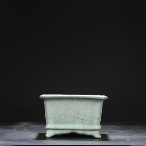 Old collection of Southern Song Dynasty official kiln green glaze square basin "Qianlong imperial title" - Image 5