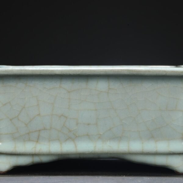 Old collection of Southern Song Dynasty official kiln green glaze square basin "Qianlong imperial title" - Image 7