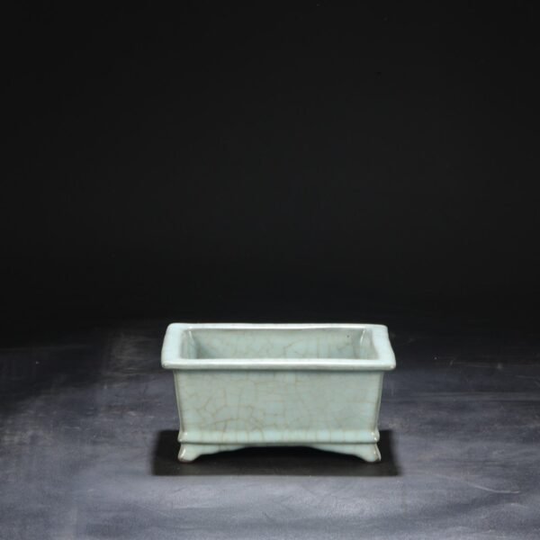 Old collection of Southern Song Dynasty official kiln green glaze square basin "Qianlong imperial title" - Image 8