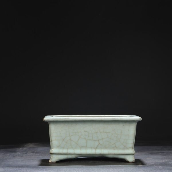 Old collection of Southern Song Dynasty official kiln green glaze square basin "Qianlong imperial title" - Image 9
