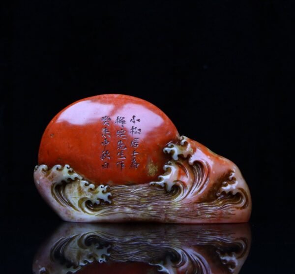 Zhenpin old collection fine collection seal carving Shoushan stone cinnabar frozen beautiful carving - Image 6