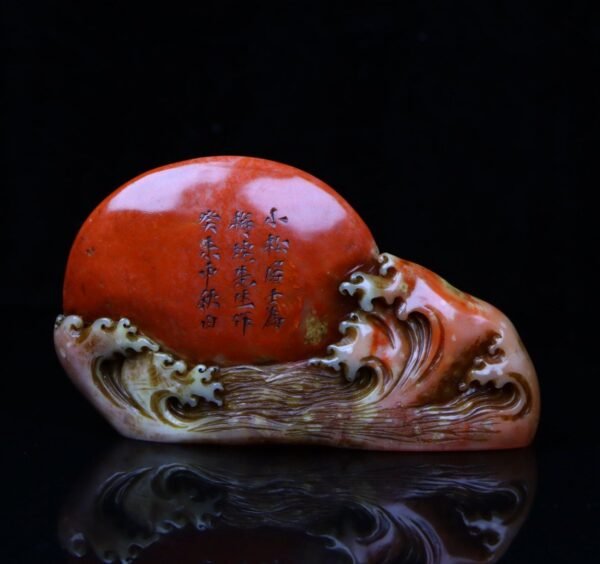 Zhenpin old collection fine collection seal carving Shoushan stone cinnabar frozen beautiful carving - Image 8