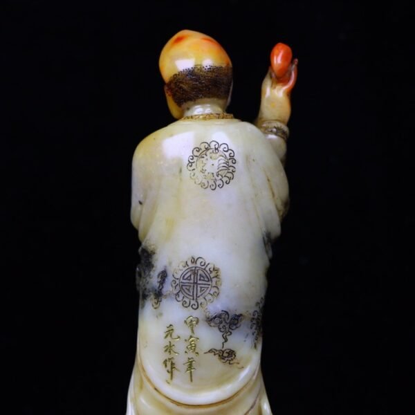 Zhenpin old collection fine collection seal carving Shoushan stone mountain frozen carved Arhat - Image 3