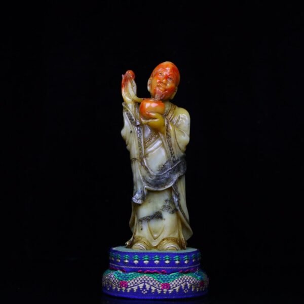 Zhenpin old collection fine collection seal carving Shoushan stone mountain frozen carved Arhat - Image 2