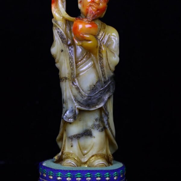 Zhenpin old collection fine collection seal carving Shoushan stone mountain frozen carved Arhat - Image 8