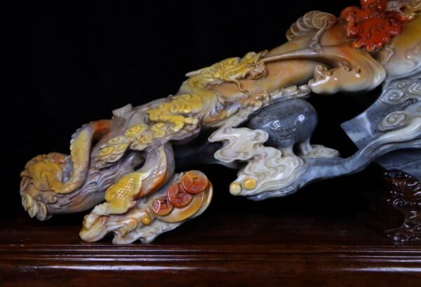 Zhenpin old collection fine collection seal carving Shoushan stone mountain frozen ox horn frozen - Image 2