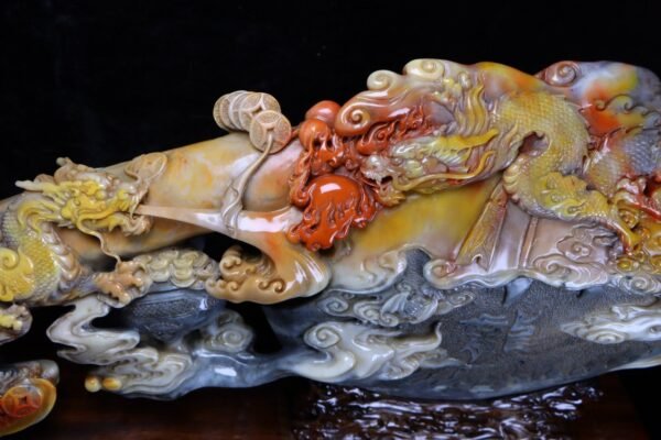 Zhenpin old collection fine collection seal carving Shoushan stone mountain frozen ox horn frozen - Image 3