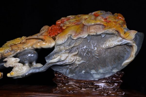 Zhenpin old collection fine collection seal carving Shoushan stone mountain frozen ox horn frozen - Image 4