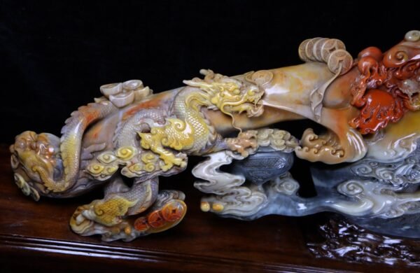 Zhenpin old collection fine collection seal carving Shoushan stone mountain frozen ox horn frozen - Image 5