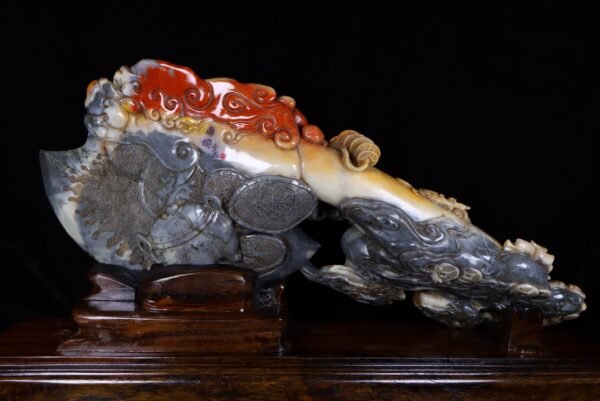 Zhenpin old collection fine collection seal carving Shoushan stone mountain frozen ox horn frozen - Image 8
