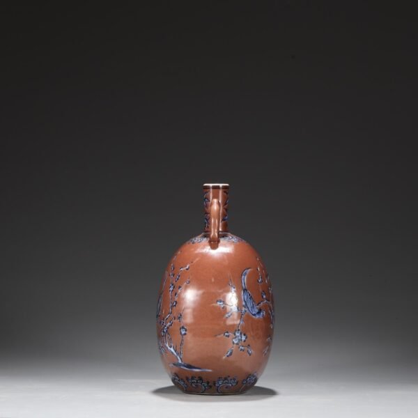 Old Collection Ming Dynasty Xuande Purple Gold Glaze Blue and White Happy Eyebrows Baoyue Vase - Image 2