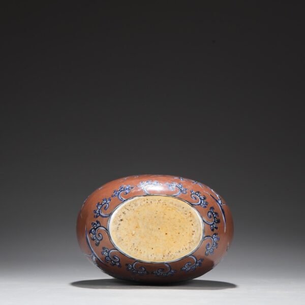 Old Collection Ming Dynasty Xuande Purple Gold Glaze Blue and White Happy Eyebrows Baoyue Vase - Image 5