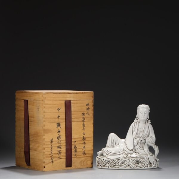 Old collection of Ming Dynasty Dehua kiln ivory white glaze Buddha seated statue