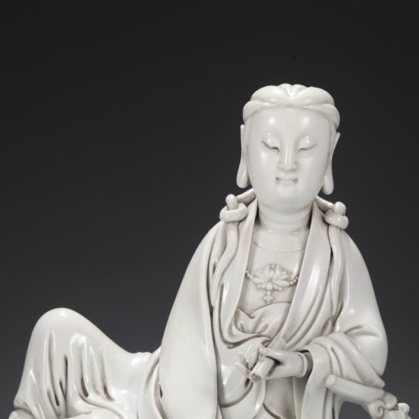 Old collection of Ming Dynasty Dehua kiln ivory white glaze Buddha seated statue - Image 2