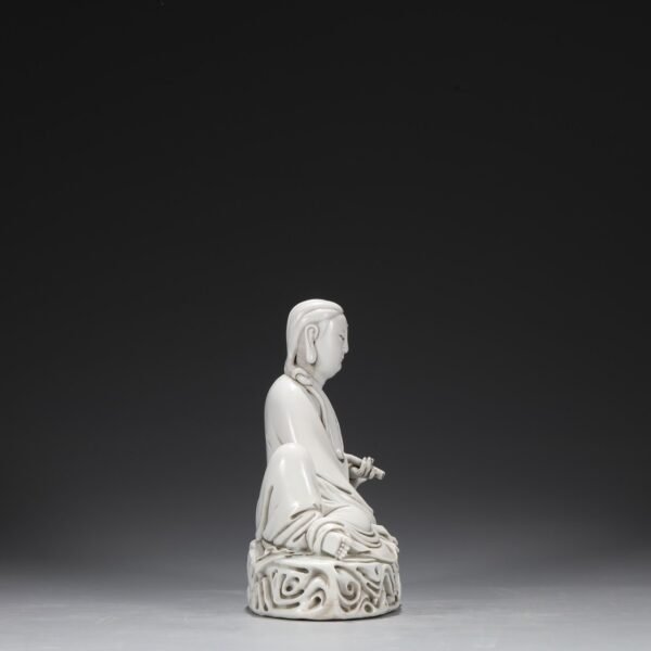 Old collection of Ming Dynasty Dehua kiln ivory white glaze Buddha seated statue - Image 4