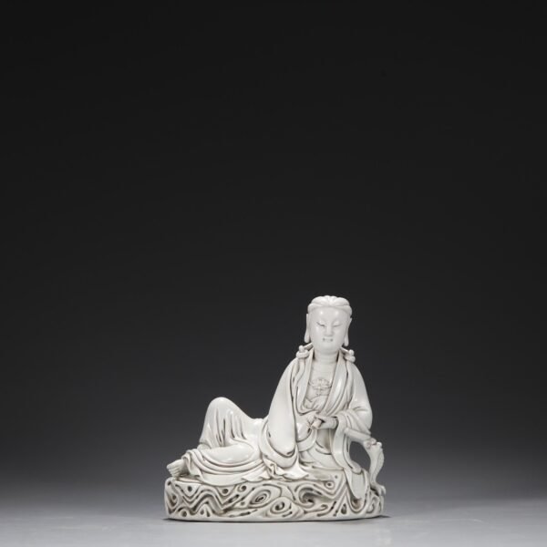 Old collection of Ming Dynasty Dehua kiln ivory white glaze Buddha seated statue - Image 7