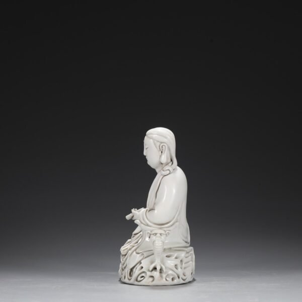 Old collection of Ming Dynasty Dehua kiln ivory white glaze Buddha seated statue - Image 9