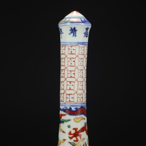 Old Collection Ming Dynasty Jiajing Blue and White Five-color Dragon Pattern Pen Holder - Image 2