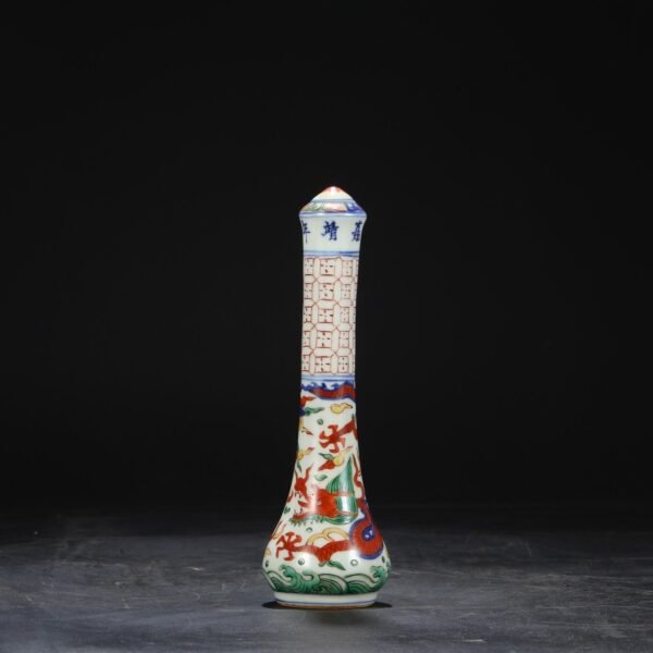 Old Collection Ming Dynasty Jiajing Blue and White Five-color Dragon Pattern Pen Holder - Image 3