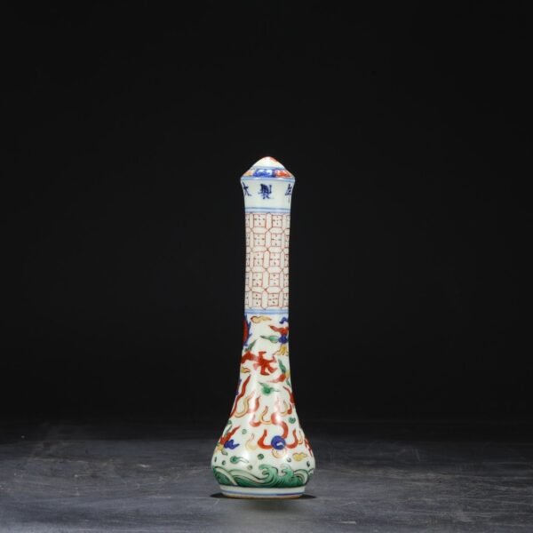 Old Collection Ming Dynasty Jiajing Blue and White Five-color Dragon Pattern Pen Holder - Image 8