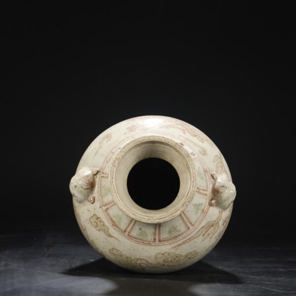 Old Yuan Dynasty Red and Green Cloud Dragon Pattern Dog Head Large Jar - Image 5