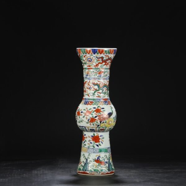 Old collection of Ming Dynasty Wanli blue and white multicolored flower dragon pattern flower solitary - Image 3