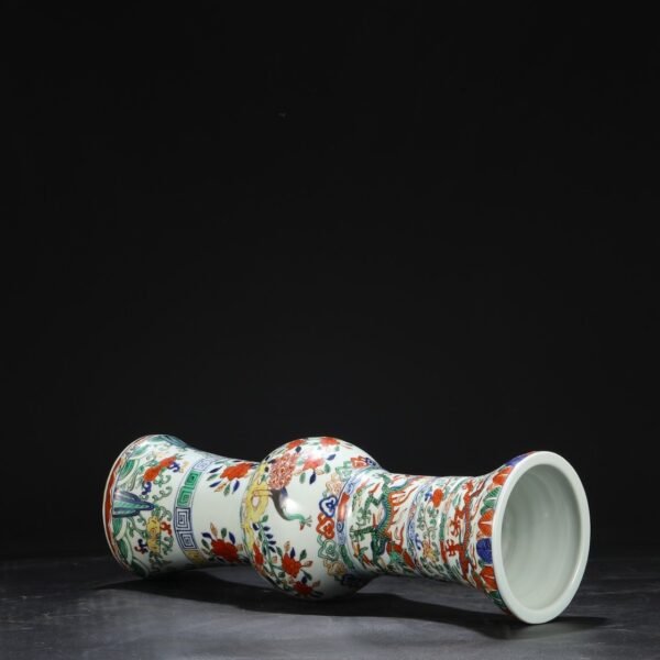 Old collection of Ming Dynasty Wanli blue and white multicolored flower dragon pattern flower solitary - Image 5