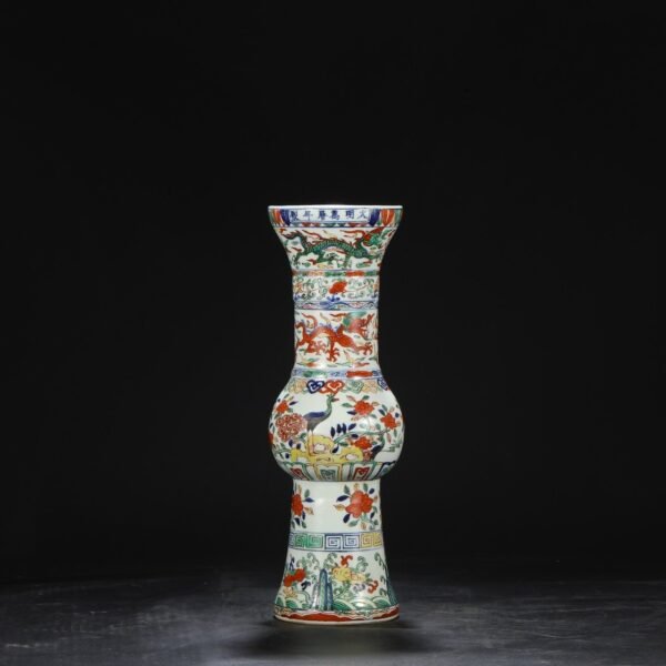 Old collection of Ming Dynasty Wanli blue and white multicolored flower dragon pattern flower solitary - Image 6