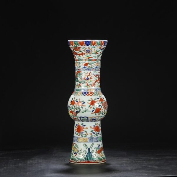 Old collection of Ming Dynasty Wanli blue and white multicolored flower dragon pattern flower solitary - Image 7