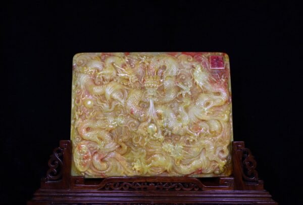 Zhenpin Collection Old Collection Shoushan Stone Mountain Frozen Dragon Screen Ornament - Image 4