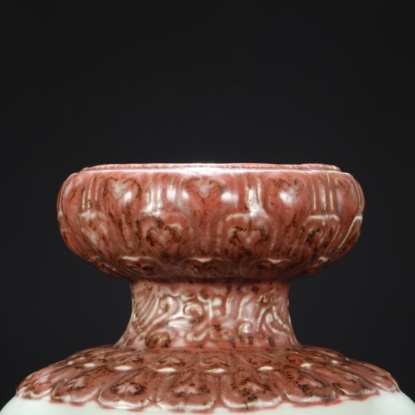 Old Collection Ming Xuande underglaze red Ruyi lotus petal pattern three-legged large wash basin - Image 3