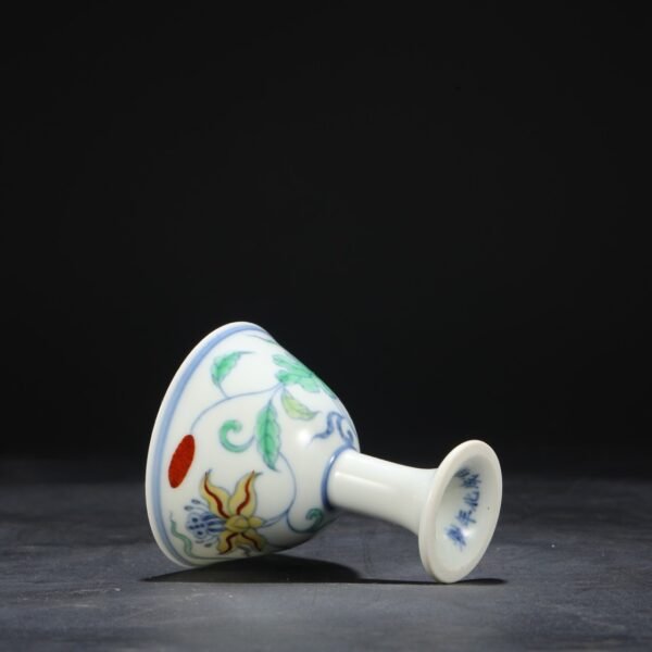Old Collection Ming Chenghua Doucai Lotus Pattern Stem Cup - Image 3