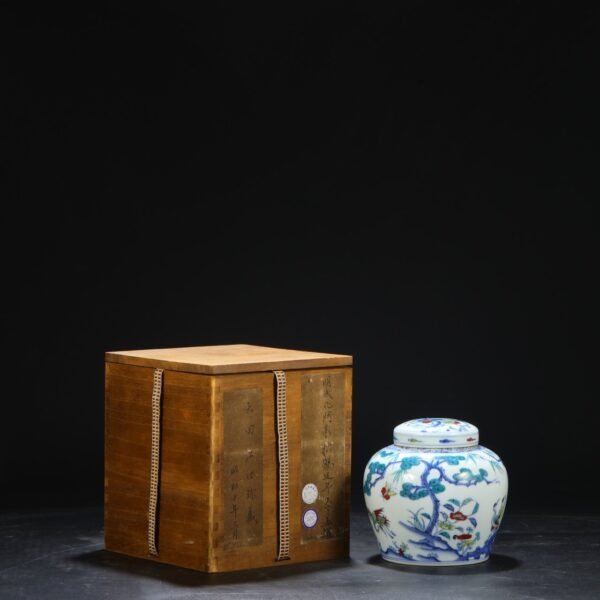 Old collection of Ming Dynasty Chenghua Doucai Pine Crane Longevity Tianzi Covered Jar